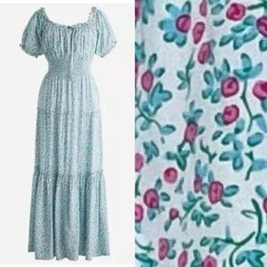 J. Crew Floral Midi Dress - Blue and Pink